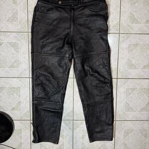 First gear black leather pants